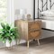Bohemian Style Bedside Table with 2 Drawers and Solid Pine Wood Legs